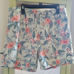 Island Haze Hawaiian flower Mens swim trunk